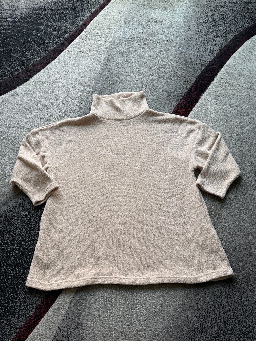 FP Beach Beige Chenille Knit Turtle Neck Oversized Sweater